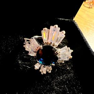 Sapphire and white topaz ring size 8